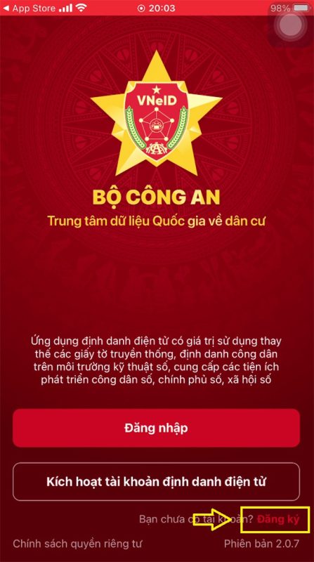 Đăng ký tài khoản VNeid