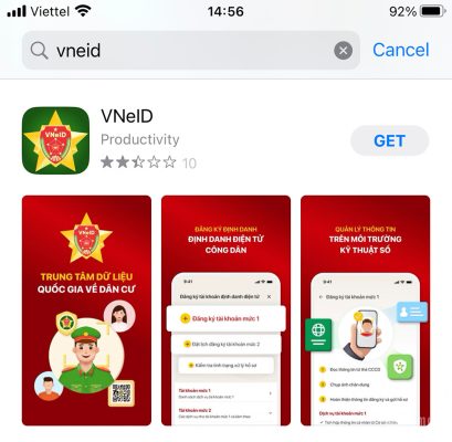 Tải ứng dụng Vneid trên kho ứng dụng App Store hoặc CH Play